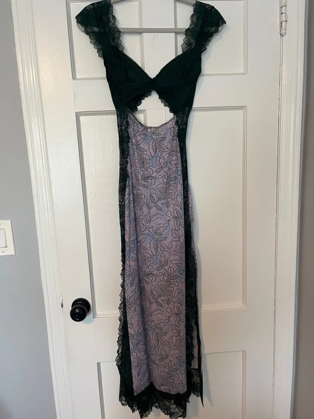 FREE PEOPLE SUDDENLY FINE FLORAL LACE SLIP MAXI DRESS SIDE SLIT NWT SZ XS - Picture 7 of 9